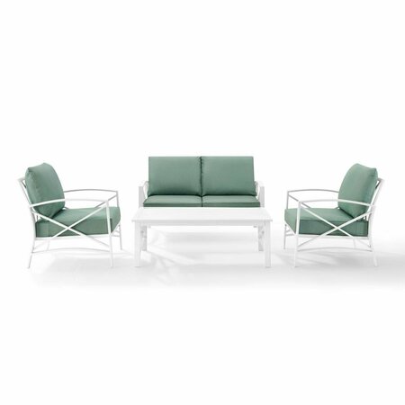 CROSLEY FURNITURE Kaplan 4-Piece Outdoor Seating Set in White with Mist Cushions KO60009WH-MI